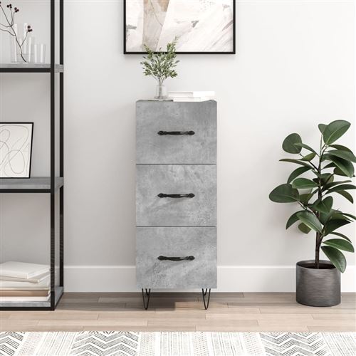 VIDAXL - Buffet - Gris béton - 34,5x34x90 cm - Image 3