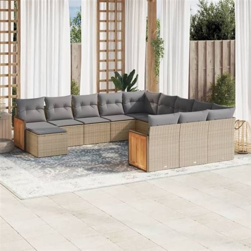 Non Communiqué Marron Salon De Jardin Modulable Vidaxl Resine Tressee Beige 12 Pieces 62 X 62 X 69 Cm 11 Personnes