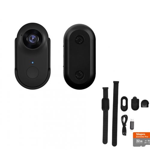 LINFE Caméra d action HD WIFI, mini caméra anti-tremblement, caméra pour sports de plein air, caméra pour animaux domestiques, noir, 32GB