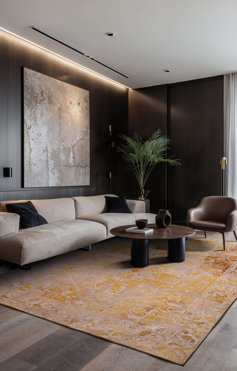 Tapis - Collection Heris Beneffito - Golden Wall - Tapis - Gold - 170x240cm - Tapis à Motifs