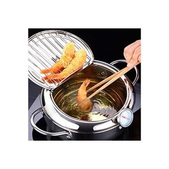 Poêle à frire profonde, poêle à frire tempura en acier inoxydable
