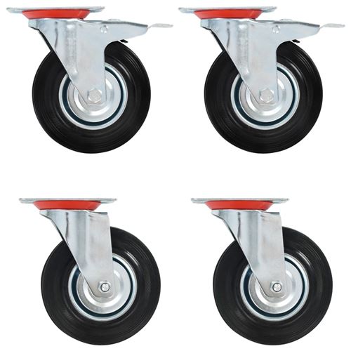 Non Communiqué Noir Vidaxl 16 Pcs Roulettes Pivotantes 125 Mm