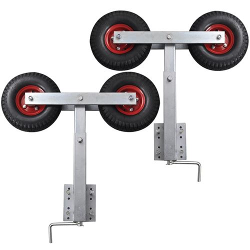 Set de 2 supports à double roue inclinable pour remorque à bateau 59 - 84 cm