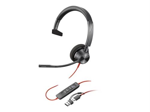 Poly Blackwire 3310 - Blackwire 3300 Series - Micro-Casque - Sur-Oreille - Filaire - Usb-A - Noir - Certifié Pour Microsoft Teams, Certifié Uc