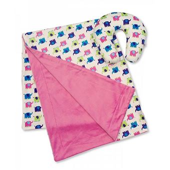 Nursery Time Set De Voyage Couverture Pour Bebe Et Oreiller Pour Le Cou Elephant 2 Pieces Rose Achat Prix Fnac