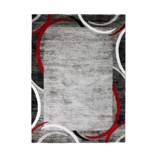 SUBWAY ENCADRE Tapis de salon en polypropylene - 160x230 cm - Rouge