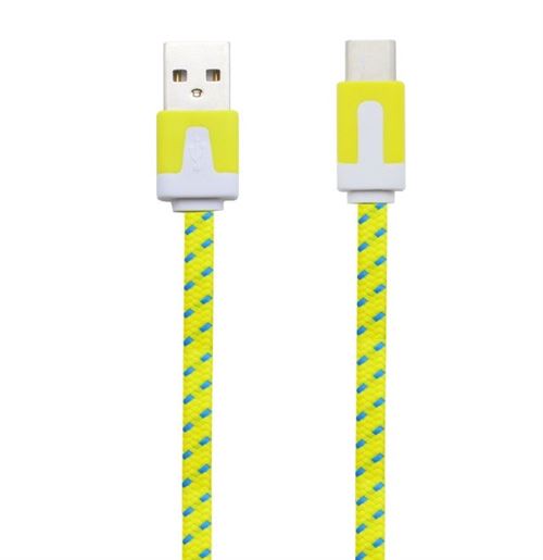 Cable Noodle Type C pour Nintendo Switch Chargeur USB 1,5m Connecteur Tresse (JAUNE)