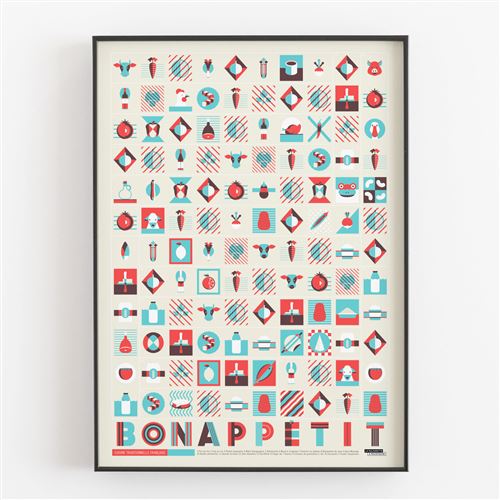 Affiche d'art La Majorette à Moustache Bon appétit 50 X 70 cm