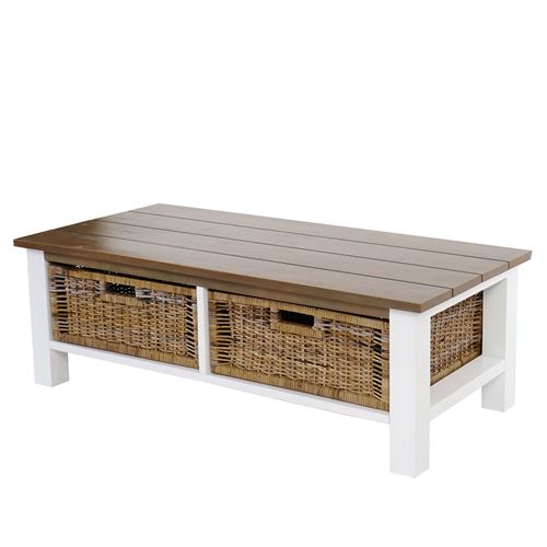 Table basse de salon Tula / 38x112x52cm / 2 paniers