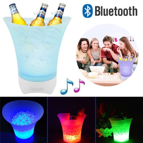 Non Communiqué Led Audio Seau À Glace Gradient De Couleur Lumineux En Plastique Champagne Seau À Boisson Bluetooth Haut-Parleur Famille Mariage Partie Musique - Image 1