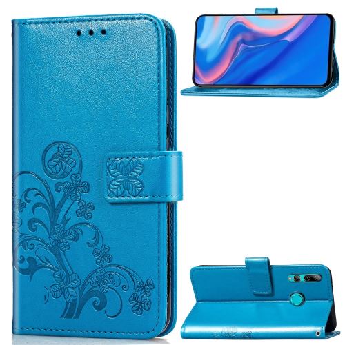 Etui en PU trèfle avec support bleu pour votre Huawei P Smart Z/Y9 Prime (2019)