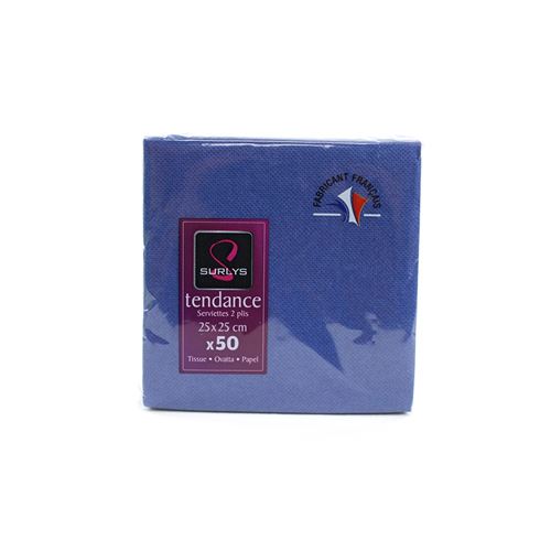 50 serviettes cocktail 25*25 - bleu