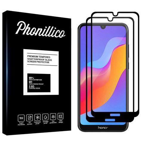 Verre Trempe pour Huawei HONOR 8A [Pack 2] Film Transparent Bord Noir Vitre Protection Ecran Phonillico®