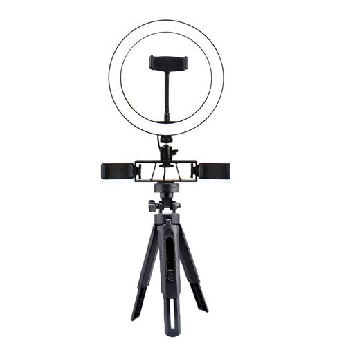 Lumière de remplissage d'anneau 6 pouces, avec trépied rotatif à 360 degrés et 3 supports de téléphone portable