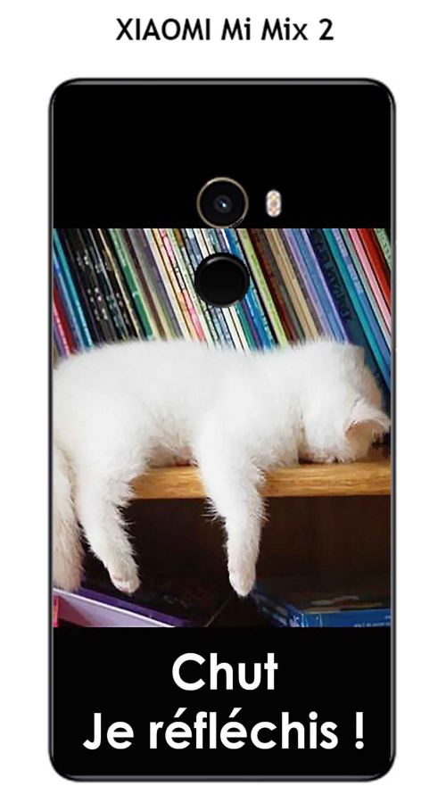 Coque XIAOMI Mi Mix 2 design Chat blanc qui dort Chut