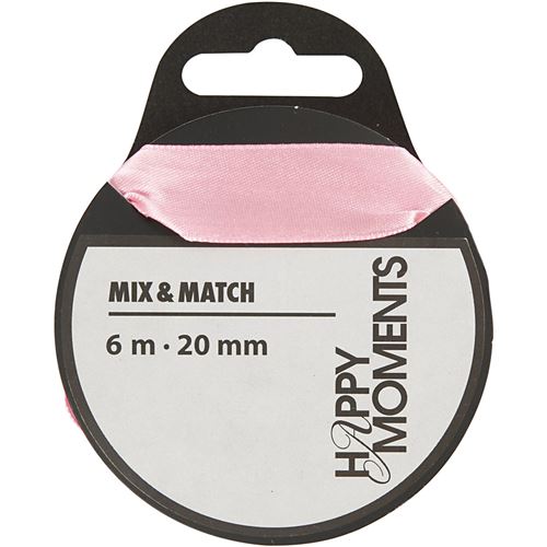Happy Moments Ruban de satin 20 mm x 6 m rose