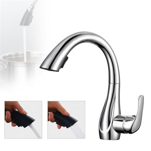 5 sur mitigeur de cuisine avec douchette extracible robinet d evier 2 jets pivotant a 360 mitigeur en laiton chromee desgin moderne robinetterie achat prix fnac