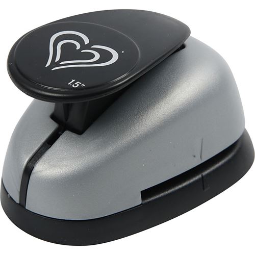 Creotime pop-up punch 38 mm coeur effet 3D gris/noir