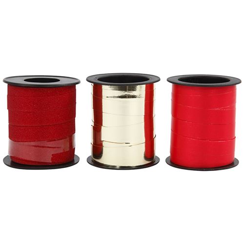 Assortiment de bolduc - Rouge - Doré - 10 mm x 15 m - 3 pcs