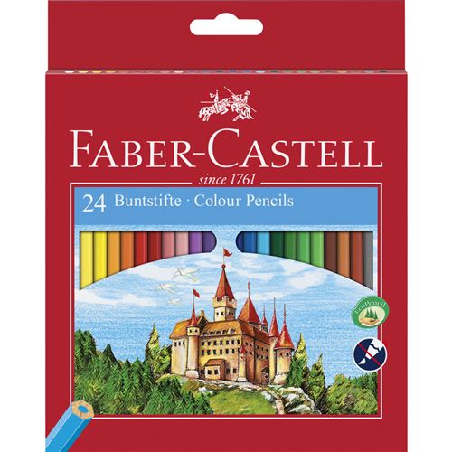Faber-Castell 111224 Castle Hexagonal Lot de 24 crayons de couleur