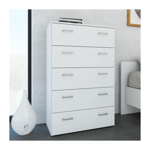 Space Commode De Chambre Style Contemporain Blanc L 74 Cm
