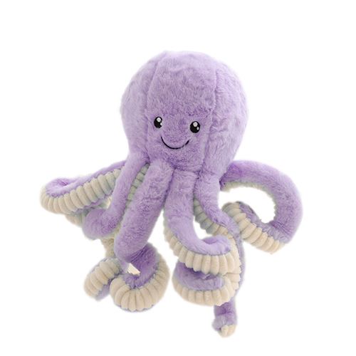 Animal en peluche pieuvre souriante à pattes longues de 18 cm - violet