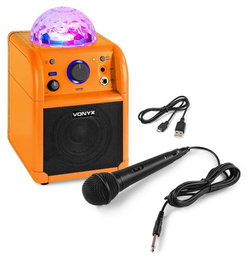 Vonyx Sbs50l Enceinte Karaoké Avec Microphone - Orange