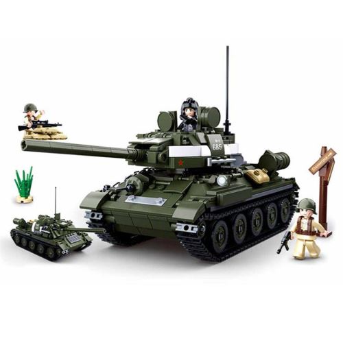 Lego Sluban Jeu de construction brique emboitable compatible lego wwii 2ème  guerre mondiale tank char d'assaut allié hunter armé militaire m38 b0689  soldats