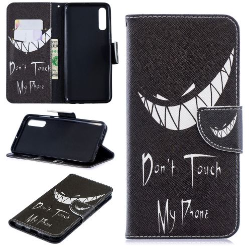 Etui en PU support motif imprimé flip ne touchez pas à mon téléphone pour votre Samsung Galaxy A70