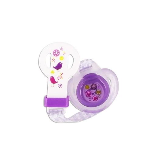 DBB REMOND Pack sucette physiologique en silicone 2eme age + attache sucette - Violet