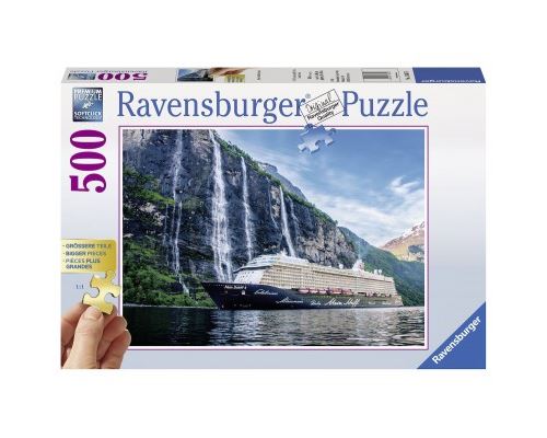 Puzzle 500 Pièces : Pièces XXL - Mein Schiff 4 im Fjord, Ravensburger