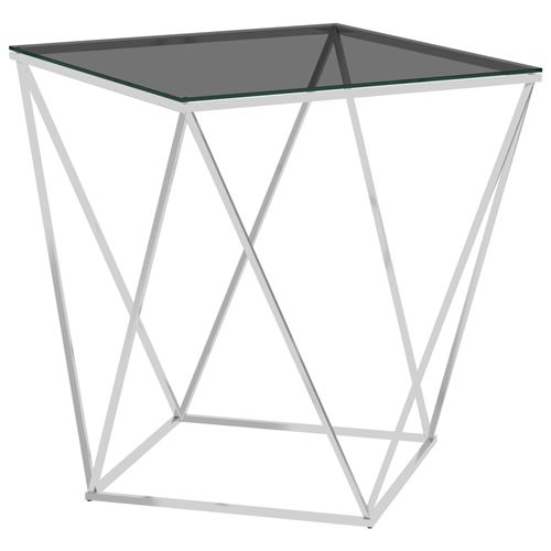 Table basse en Acier inoxydable 50x50x55cm Argenté et noir