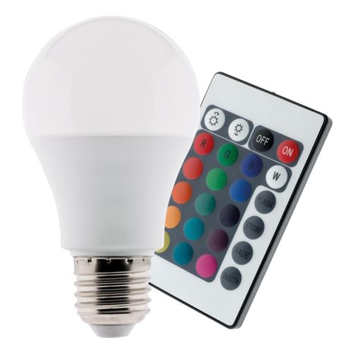 Ampoule LED 7,5W E27 de couleurs RGB avec t&eacute;l&eacute;commande 