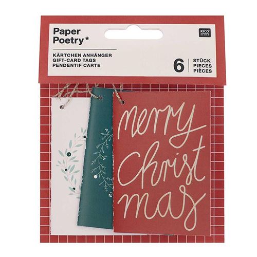 6 cartes à suspendre Merry Christmas - Rico Design