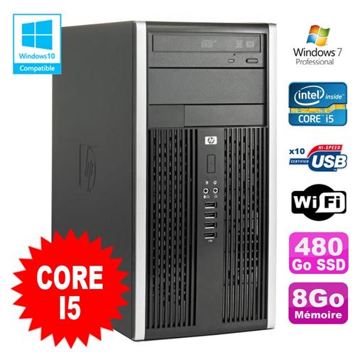 Pc tour hp pro 6200 core i5 3.1ghz 8go disque 480go ssd graveur wifi win 7