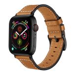 Bracelet 44mm compatible avec Apple Watch aspect cuir camel avec finitions  chromés - Coquediscount