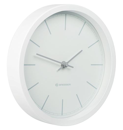 Bresser Mytime Horloge Murale Radio-Pilotée, Acier Inoxydable, Blanc, 25 x 4,6 x 25 cm