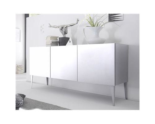 Buffet bahut gris ou blanc laqué mat LEGOS 2 - Blanc - L 184 x P 51 x H 90 cm