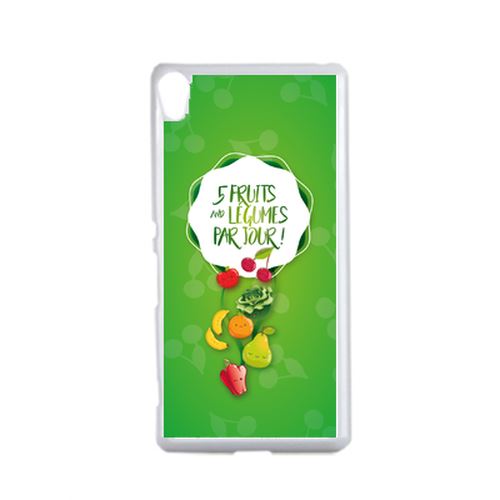 Coque 5 Fruits Et Legumes Fond Vert Compatible Sony Xperia X Transparent