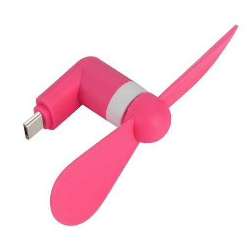 Micro USB petit ventilateur portable ultra-silencieux ventilateur pour smartphones Android OTG (Rose rouge)