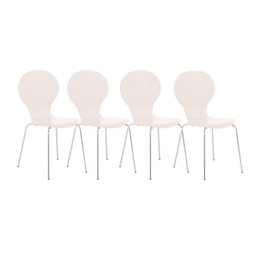 Lot de 4 chaises empilables en bois Diego , Blanc