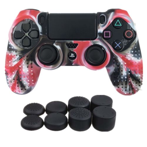 Oem Rouge Coque De Protection En Silicone Avec 8 Caps Pour Manette Ps4/Slim/Pro - Camouflage