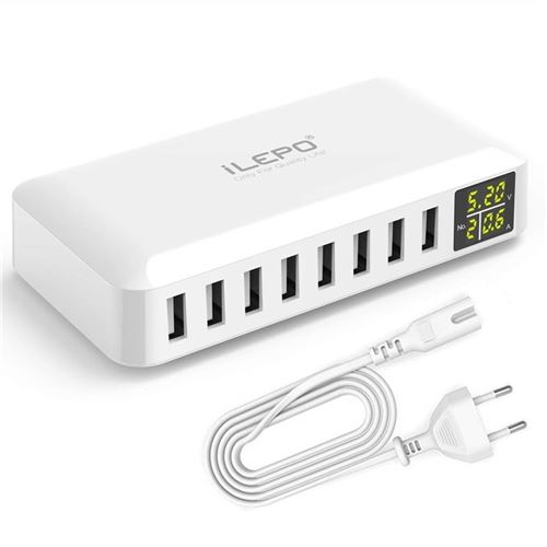 Station de Recharge Intelligente 8 Ports USB 50 Watts W012