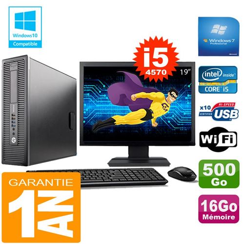Pc hp elitedesk 800 g1 sff core i5-4570 16go disque 500 go wifi w7 ecran 19' État correct - Hewlett-Packard reconditionné disponible sur Fnac