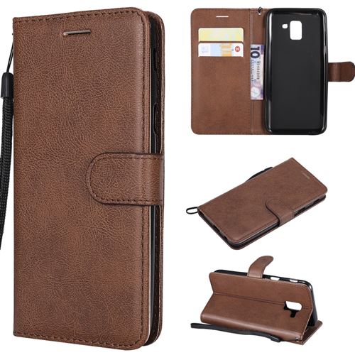 Etui en PU marron pour votre Samsung Galaxy J6 (2018)