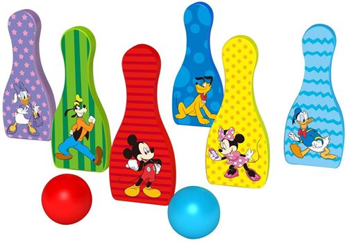 Disney quilles Mickey Mouse junior 18 cm en bois 8 pièces
