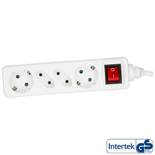 Bloc d'alimentation InLine® 4 ports 2x Type F allemand + 2x Euro avec interrupteur et sécurité enfant blanc 1,5 m