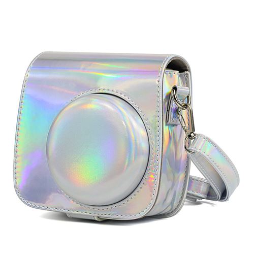 Étui en cuir PU antichoc pour Fujifilm Instax Mini 8 / 8+ / 9 - Argent