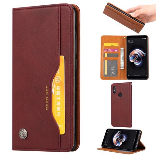 Etui en PU absorbé automatiquement vin rouge pour votre Xiaomi Mi 8