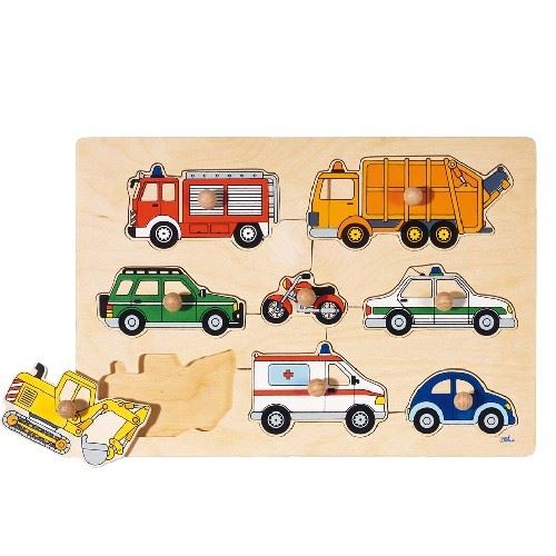 Puzzle à encastrements Véhicules, Puzzle Enfant en bois Goki